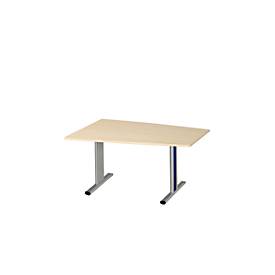 Schäfer Shop Select Besprechungstisch MODENA Basic, Tonne, T-Fuß, B 1400 x T 1000 x H 717 mm, Ahorn/weißaluminium RAL 9006
