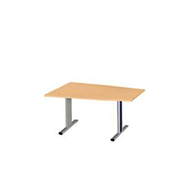 Schäfer Shop Select Besprechungstisch MODENA Basic, Tonne, T-Fuß, B 1400 x T 1000 x H 717 mm, Buche/weißaluminium RAL 9006