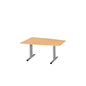 Schäfer Shop Select Besprechungstisch MODENA Basic, Tonne, T-Fuß, B 1400 x T 1000 x H 717 mm, Buche/weißaluminium RAL 9006