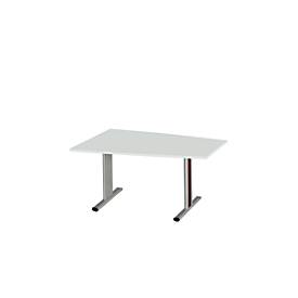 Schäfer Shop Select Besprechungstisch MODENA Basic, Tonne, T-Fuß, B 1400 x T 1000 x H 717 mm, lichtgrau/weißaluminium RAL 9006