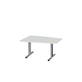 Schäfer Shop Select Besprechungstisch MODENA Basic, Tonne, T-Fuß, B 1400 x T 1000 x H 717 mm, lichtgrau/weißaluminium RAL 9006