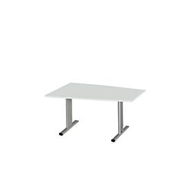 Schäfer Shop Select Besprechungstisch MODENA Basic, Tonne, T-Fuß, B 1400 x T 1000 x H 717 mm, lichtgrau/weißaluminium RAL 9006