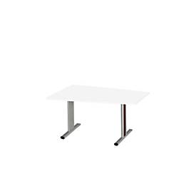 Schäfer Shop Select Besprechungstisch MODENA Basic, Tonne, T-Fuß, B 1400 x T 1000 x H 717 mm, weiß/weißaluminium RAL 9006