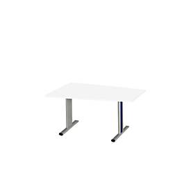 Schäfer Shop Select Besprechungstisch MODENA Basic, Tonne, T-Fuß, B 1400 x T 1000 x H 717 mm, weiß/weißaluminium RAL 9006