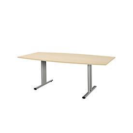 Schäfer Shop Select Besprechungstisch Planova Basic, Boot, T-Fuß, B 2000 x T 1000 x H 717 mm, Ahorn/weißaluminium RAL 9006
