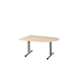 Schäfer Shop Select Besprechungstisch Planova Basic, Halbkreis, T-Fuß, B 1400 x T 1000 x H 717 mm, Ahorn/weißaluminium RAL 9006