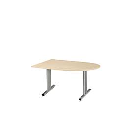 Schäfer Shop Select Besprechungstisch Planova Basic, Halbkreis, T-Fuß, B 1400 x T 1000 x H 717 mm, Ahorn/weißaluminium RAL 9006