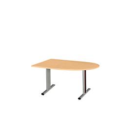 Schäfer Shop Select Besprechungstisch Planova Basic, Halbkreis, T-Fuß, B 1400 x T 1000 x H 717 mm, Buche/weißaluminium RAL 9006