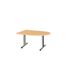 Schäfer Shop Select Besprechungstisch Planova Basic, Halbkreis, T-Fuß, B 1400 x T 1000 x H 717 mm, Buche/weißaluminium RAL 9006