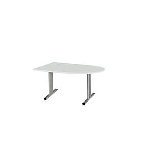 Schäfer Shop Select Besprechungstisch Planova Basic, Halbkreis, T-Fuß, B 1400 x T 1000 x H 717 mm, lichtgrau/weißaluminium RAL 9006