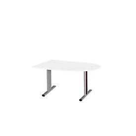 Schäfer Shop Select Besprechungstisch Planova Basic, Halbkreis, T-Fuß, B 1400 x T 1000 x H 717 mm, weiß/weißaluminium RAL 9006