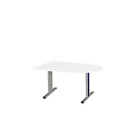 Schäfer Shop Select Besprechungstisch Planova Basic, Halbkreis, T-Fuß, B 1400 x T 1000 x H 717 mm, weiß/weißaluminium RAL 9006