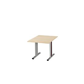 Schäfer Shop Select Besprechungstisch Planova Basic, Quadrat, T-Fuß, B 1000 x T 1000 x H 717 mm, Ahorn/weißaluminium RAL 9006 