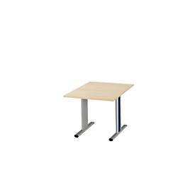 Schäfer Shop Select Besprechungstisch Planova Basic, Quadrat, T-Fuß, B 1000 x T 1000 x H 717 mm, Ahorn/weißaluminium RAL 9006 