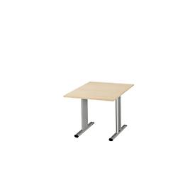 Schäfer Shop Select Besprechungstisch Planova Basic, Quadrat, T-Fuß, B 1000 x T 1000 x H 717 mm, Ahorn/weißaluminium RAL 9006 