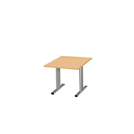 Schäfer Shop Select Besprechungstisch Planova Basic, Quadrat, T-Fuß, B 1000 x T 1000 x H 717 mm, Buche/weißaluminium RAL 9006 