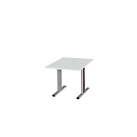 Schäfer Shop Select Besprechungstisch Planova Basic, Quadrat, T-Fuß, B 1000 x T 1000 x H 717 mm, lichtgrau/weißaluminium RAL 9006