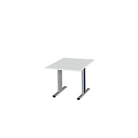 Schäfer Shop Select Besprechungstisch Planova Basic, Quadrat, T-Fuß, B 1000 x T 1000 x H 717 mm, lichtgrau/weißaluminium RAL 9006