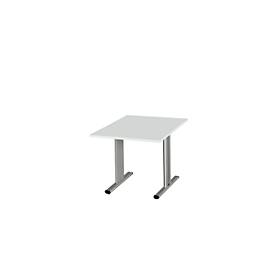 Schäfer Shop Select Besprechungstisch Planova Basic, Quadrat, T-Fuß, B 1000 x T 1000 x H 717 mm, lichtgrau/weißaluminium RAL 9006