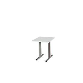 Schäfer Shop Select Besprechungstisch Planova Basic, Quadrat, T-Fuß, B 800 x T 800 x H 717 mm, lichtgrau/weißaluminium RAL 9006