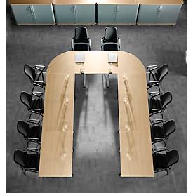 Schäfer Shop Select Besprechungstisch Planova Basic, Rechteck, T-Fuß, B 1400 x T 800 x H 717 mm, Ahorn/weißaluminium RAL 9006