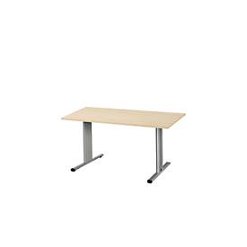 Schäfer Shop Select Besprechungstisch Planova Basic, Rechteck, T-Fuß, B 1400 x T 800 x H 717 mm, Ahorn/weißaluminium RAL 9006