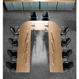 Schäfer Shop Select Besprechungstisch Planova Basic, Rechteck, T-Fuß, B 1400 x T 800 x H 717 mm, Buche/weißaluminium RAL 9006