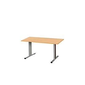 Schäfer Shop Select Besprechungstisch Planova Basic, Rechteck, T-Fuß, B 1400 x T 800 x H 717 mm, Buche/weißaluminium RAL 9006