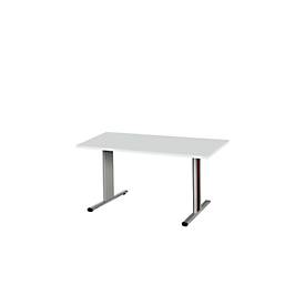 Schäfer Shop Select Besprechungstisch Planova Basic, Rechteck, T-Fuß, B 1400 x T 800 x H 717 mm, lichtgrau/weißaluminium RAL 9006