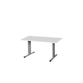 Schäfer Shop Select Besprechungstisch Planova Basic, Rechteck, T-Fuß, B 1400 x T 800 x H 717 mm, lichtgrau/weißaluminium RAL 9006
