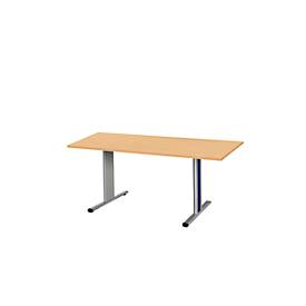 Schäfer Shop Select Besprechungstisch Planova Basic, Rechteck, T-Fuß, B 1600 x T 800 x H 717 mm, Buche/weißaluminium RAL 9006