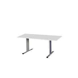 Schäfer Shop Select Besprechungstisch Planova Basic, Rechteck, T-Fuß, B 1600 x T 800 x H 717 mm, lichtgrau/weißaluminium RAL 9006