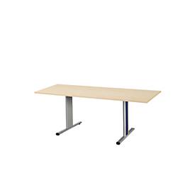 Schäfer Shop Select Besprechungstisch Planova Basic, Rechteck, T-Fuß, B 1800 x T 800 x H 717 mm, Ahorn/weißaluminium RAL 9006