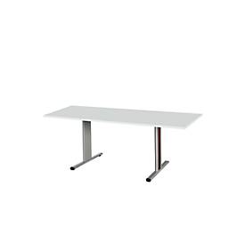 Schäfer Shop Select Besprechungstisch Planova Basic, Rechteck, T-Fuß, B 1800 x T 800 x H 717 mm, lichtgrau/weißaluminium RAL 9006 