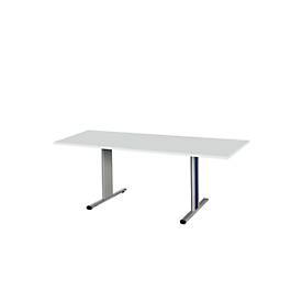 Schäfer Shop Select Besprechungstisch Planova Basic, Rechteck, T-Fuß, B 1800 x T 800 x H 717 mm, lichtgrau/weißaluminium RAL 9006 