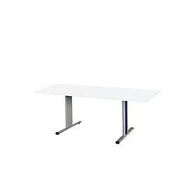 Schäfer Shop Select Besprechungstisch Planova Basic, Rechteck, T-Fuß, B 1800 x T 800 x H 717 mm, weiß/weißaluminium RAL 9006