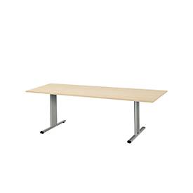 Schäfer Shop Select Besprechungstisch Planova Basic, Rechteck, T-Fuß, B 2000 x T 800 x H 717 mm, Ahorn/weißaluminium RAL 9006