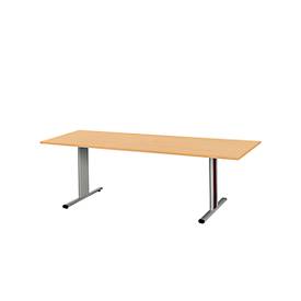 Schäfer Shop Select Besprechungstisch Planova Basic, Rechteck, T-Fuß, B 2000 x T 800 x H 717 mm, Buche/weißaluminium RAL 9006 