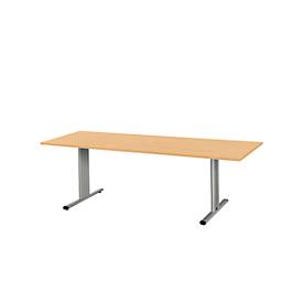 Schäfer Shop Select Besprechungstisch Planova Basic, Rechteck, T-Fuß, B 2000 x T 800 x H 717 mm, Buche/weißaluminium RAL 9006