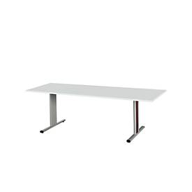 Schäfer Shop Select Besprechungstisch Planova Basic, Rechteck, T-Fuß, B 2000 x T 800 x H 717 mm, lichtgrau/weißaluminium RAL 9006 