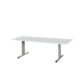 Schäfer Shop Select Besprechungstisch Planova Basic, Rechteck, T-Fuß, B 2000 x T 800 x H 717 mm, lichtgrau/weißaluminium RAL 9006 