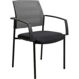 Schäfer Shop Select Besucherstuhl SSI PROLINE MEETING 10, 4-Fuß, Armlehnen, Netzrücken, gepolsterter Sitz, stapelbar, grau, 2er-Set