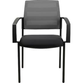 Schäfer Shop Select Besucherstuhl SSI PROLINE MEETING 10, 4-Fuß, Armlehnen, Netzrücken, gepolsterter Sitz, stapelbar, grau, 2er-Set
