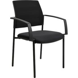 Schäfer Shop Select Besucherstuhl SSI PROLINE MEETING 10, 4-Fuß, Armlehnen, Netzrücken, gepolsterter Sitz, stapelbar, schwarz, 2er-Set