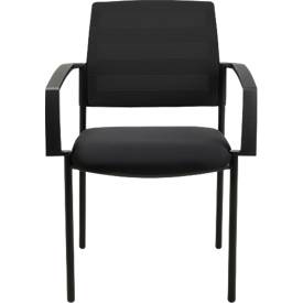 Schäfer Shop Select Besucherstuhl SSI PROLINE MEETING 10, 4-Fuß, Armlehnen, Netzrücken, gepolsterter Sitz, stapelbar, schwarz, 2er-Set