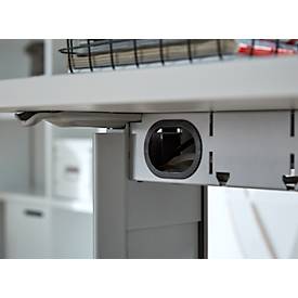 Schäfer Shop Select Büromöbelset 2-tlg. LOGIN C-Fuß Schreibtisch, B 1600 mm + Rollcontainer, 3 Schübe, Utensilienauszug, Zentralverschluss, graphit/weiß