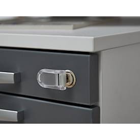 Schäfer Shop Select Büromöbelset 2-tlg. LOGIN C-Fuß Schreibtisch, B 1600 mm + Rollcontainer, 3 Schübe, Utensilienauszug, Zentralverschluss, graphit/weiß
