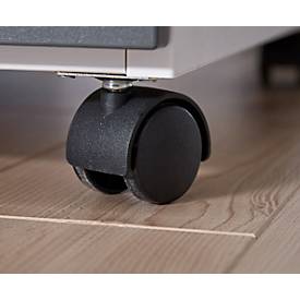 Schäfer Shop Select Büromöbelset 2-tlg. LOGIN C-Fuß Schreibtisch, B 1600 mm + Rollcontainer, 3 Schübe, Utensilienauszug, Zentralverschluss, graphit/weiß