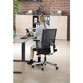 Schäfer Shop Select Bürostuhl NET MATIC, mit Armlehnen, Auto-Synchronmechanik, Muldensitz, Netzrücken, schwarz/alusilber