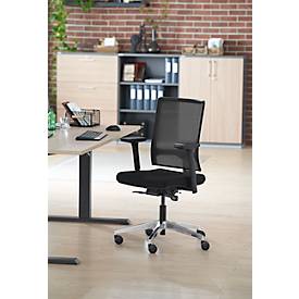 Schäfer Shop Select Bürostuhl NET MATIC, mit Armlehnen, Auto-Synchronmechanik, Muldensitz, Netzrücken, schwarz/alusilber